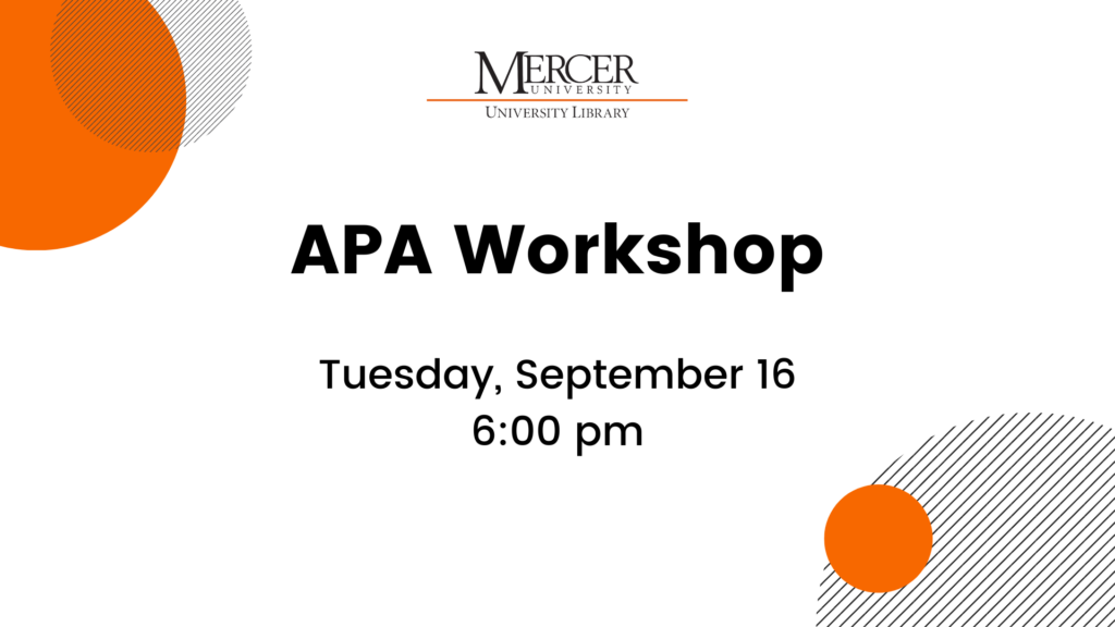 APA Workshop on Tuesday, September 16 at 6:00 PM