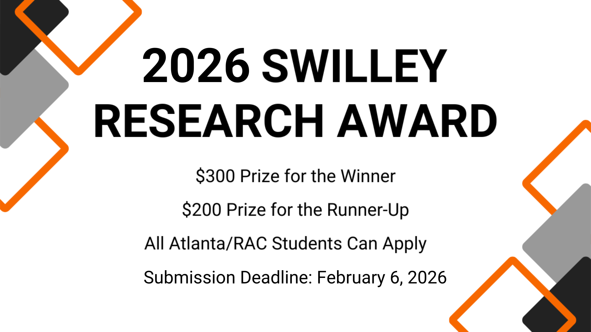 Swilley Research Award 2026 Deadline Extended